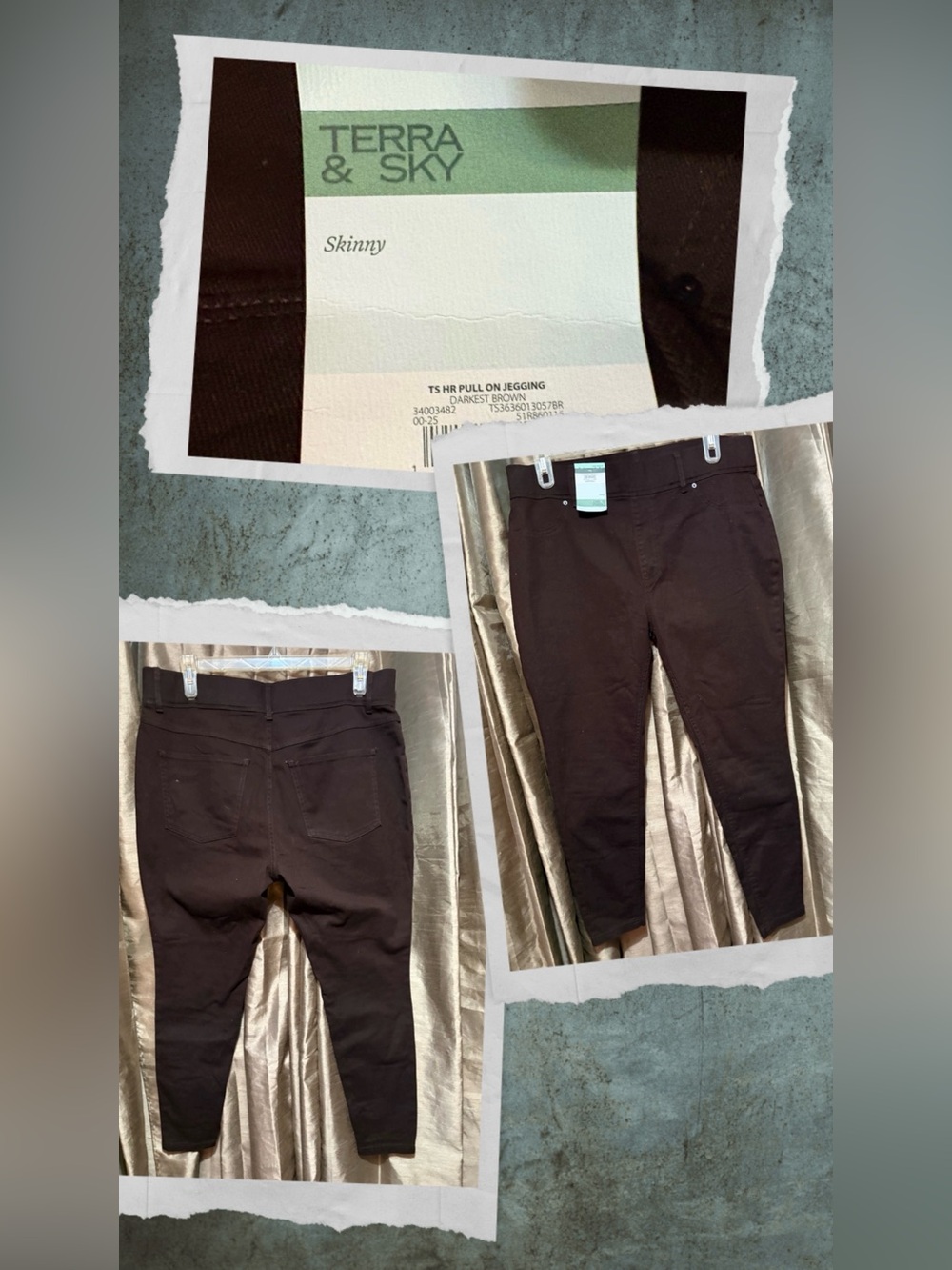 NWT Terra & Sky Brown Skinny Pants #1877